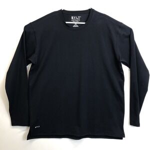 BYLT Shirt Men's Size 2XL Crew Neck Split Hem‎ Lux Premium Long Sleeve Navy